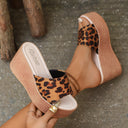 Leopard Print Women's Wedge Sandals with Soft Sole