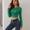 Chic Long Sleeve Lace Top with Unique Cut