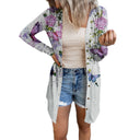 Floral Print Women's Extended Blouse Jacket