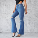 Chic Flared Jeans with Trendy Ripped Accents
