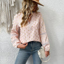 V-Neck Women's Blouse with Lace Design