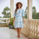 Chic Puff Sleeve Dress with Tie-Dye Design