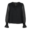 Chic Women's Top with Lace Details and Sheer Sleeves