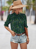 Botanical Gathered Blouse for Women