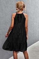 Chic High Neck Summer Dress with Flowing Skirt
