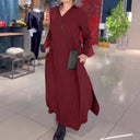 Chic Women's Shirt Dress with Unique Side Slit
