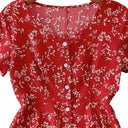 Floral Accent Women's Blouse Dress with Button Placket