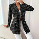 Chic Women's Check Pattern Long Blazer