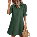 Women's Short Sleeve Shirt Dress with Pocket Style