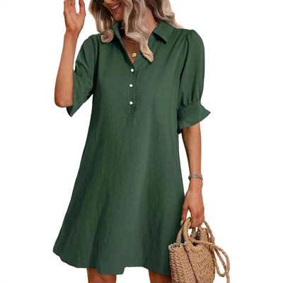 Women's Short Sleeve Shirt Dress with Pocket Style