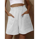 Women's Cotton Shorts with Elastic Waist and Pockets