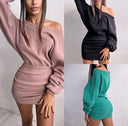 Women's Asymmetrical Mini Dress with Gathered Detail