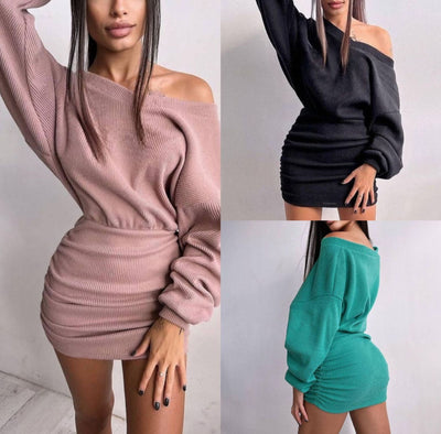 Women's Asymmetrical Mini Dress with Gathered Detail