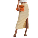 Chic Knit Skirt with Button Detail and Slit
