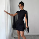 Shimmering Women's Evening Dress with Flowing Sleeves