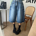 Stylish Women's Denim Bermuda Shorts with High Pockets