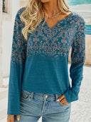 Floral Embroidered Women's Long Sleeve Blouse