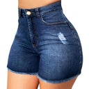 Chic High-Waisted Denim Shorts with Frayed Hem