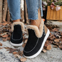 Women's Fleece-Lined Non-Slip Slippers with Stylish Stitching