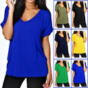 Chic V-Neck T-Shirt with Rolled Sleeves for Women