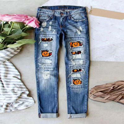 Women's Creative Spooky Motif Jeans