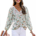 Floral V-Neck Blouse for Women