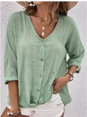 Viscose Blouse with Button Placket for Women