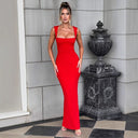 Chic Women's Long Sleeve Bodycon Dress with Square Neckline