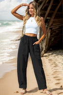 Women's Airy Leisure Pants with Stretchy Waistband and Multi-Purpose Pockets