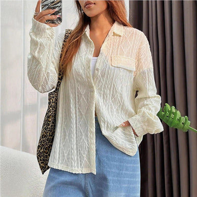 Jacquard Pattern Women's Blouse for Everyday Style