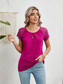 Ladies Lace Sleeve Short Sleeve Blouse
