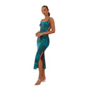 Stylish Midi Dress with Side Slit and Shoulder Straps