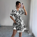 Floral Print Women's Shirt Dress with Belt