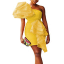 Asymmetrical Ruffle Women's Cocktail Dress