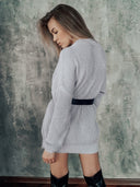 Chic Women's Knit Dress with Belted Design