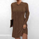 Textured Knit Women's Hoodie Dress