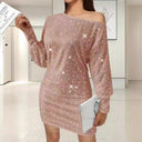 Chic Asymmetrical Mini Dress with Glamorous Sparkle