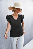 Women's Ruffled Hem V-Neck Blouse