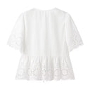 Floral Lace Trim Ruffle Women's Blouse