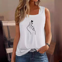 Artistic Women's Sleeveless Tee with Unique Hand Design