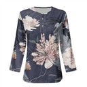 Floral Pattern Long Sleeve Blouse with Button Placket