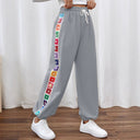 Floral Pattern Women’s Pants with Stretchy Waistband