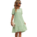 Ruffled Hem Checked Shirt Dress for Women