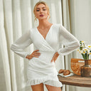 Chic Ruching & Ruffle Hem Dress for Women
