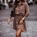 Chic Women's Shirt Dress with Knot & Pocket