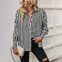 Women's Oversized Striped Blouse – Trendy Style