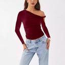 Chic Asymmetrical Blouse with Ruffled Sleeves for Women