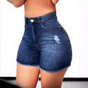 Chic High-Waisted Denim Shorts with Frayed Hem