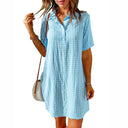 Chic Women's Dress with Button Accents