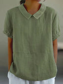 Classic Collar Short Sleeve Women's Blouse